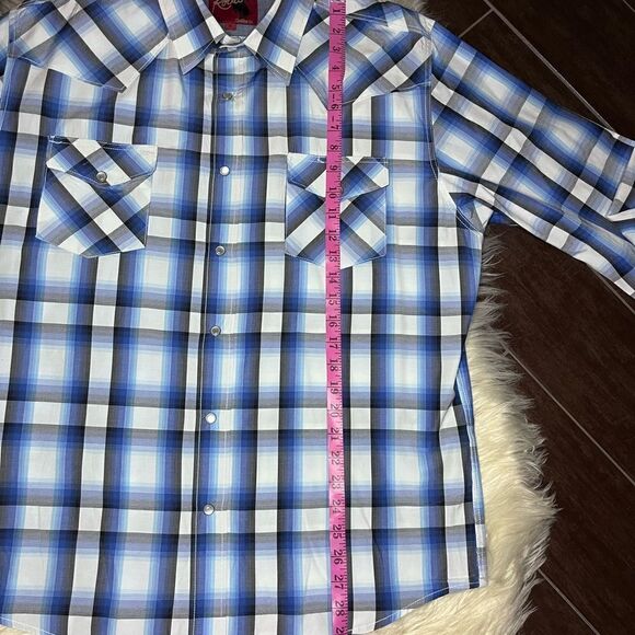 Rodeo Blue plaid pearl snap button down sz XL - Picture 6 of 8